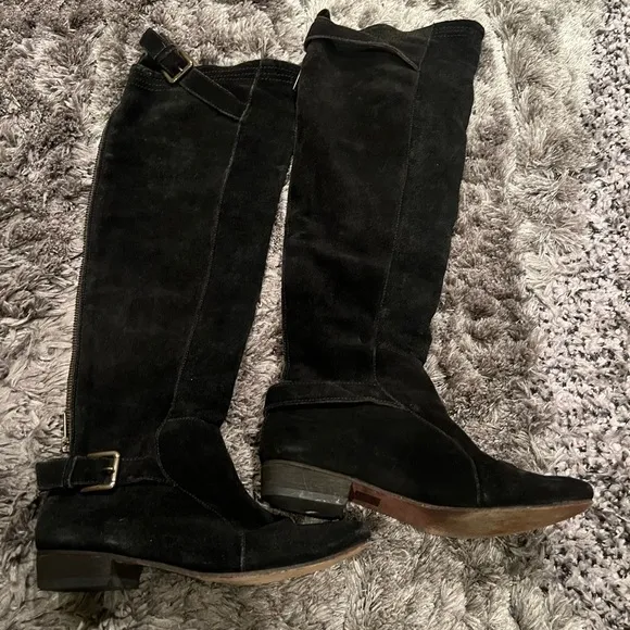 Joie Women’s Knee High Suede Chunky Heels Riding Boots