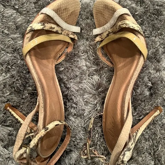 Joie Women’s Snake Skin Leather Open Toe Ankle Strap Sandals Pumps Heels