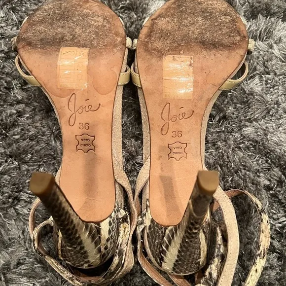 Joie Women’s Snake Skin Leather Open Toe Ankle Strap Sandals Pumps Heels