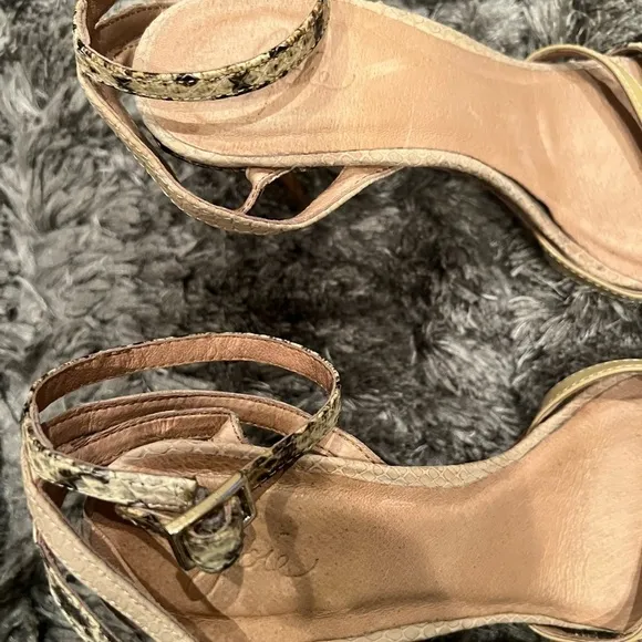 Joie Women’s Snake Skin Leather Open Toe Ankle Strap Sandals Pumps Heels