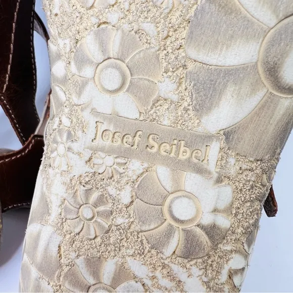 Josef Seibel Rosalie 13 Brown Leather Closed Toe Open Back Mary Jane Sandal Shoe
