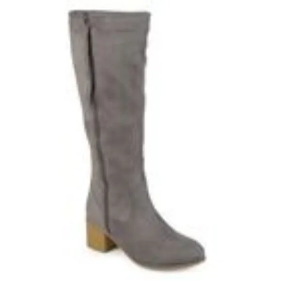 Journee Collection Sanora Women’s Mid-Calf Boots Size 6.5 Gray Faux Suede
