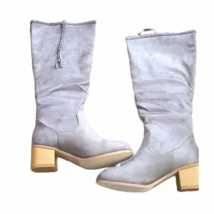 Journee Collection Sanora Women’s Mid-Calf Boots Size 6.5 Gray Faux Suede