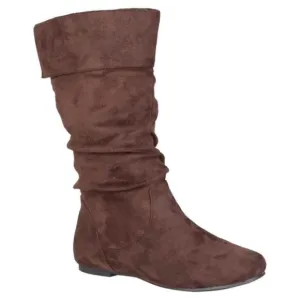 Journee Collection Brown Chely-3 Shelly Faux Suede Slouch Boots 9M NWT
