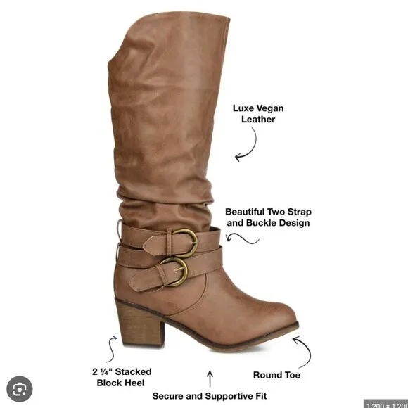 Journee Womens Late Stacked Heel Mid Calf Boots