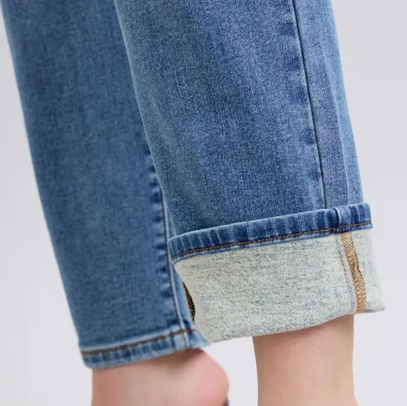 Judy Blue Thermal High-Rise Straight Leg Winter Retro Denim Pants Slim Fit Jeans