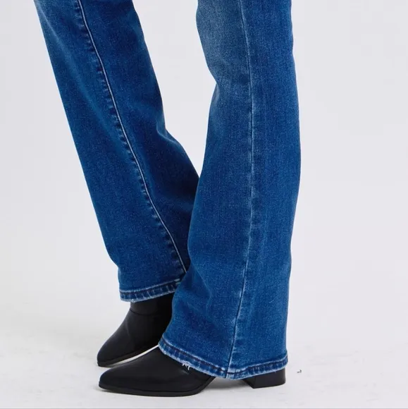 Judy Blue Thermal Mid-Rise Waist Bootcut Jeans Winter Slim Fit Boot Denim Pants