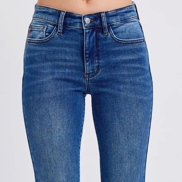 Judy Blue Thermal Mid-Rise Waist Bootcut Jeans Winter Slim Fit Boot Denim Pants
