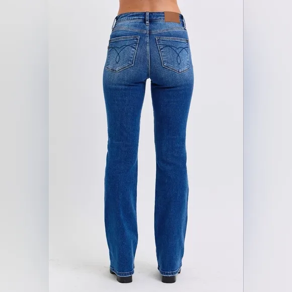 Judy Blue Thermal Mid-Rise Waist Bootcut Jeans Winter Slim Fit Boot Denim Pants
