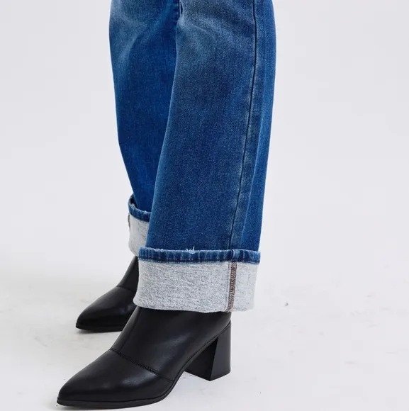 Judy Blue Thermal Mid-Rise Waist Bootcut Jeans Winter Slim Fit Boot Denim Pants