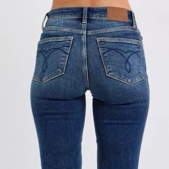 Judy Blue Thermal Mid-Rise Waist Stretchy Skinny Jeans Slim Fit Denim Pants Warm