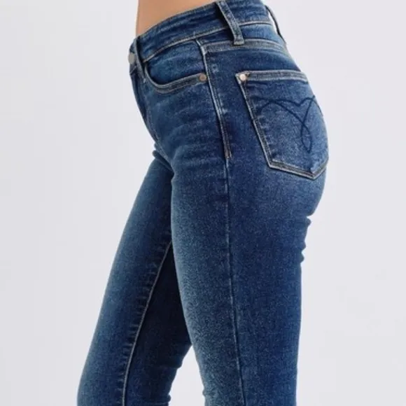 Judy Blue Thermal Mid-Rise Waist Stretchy Skinny Jeans Slim Fit Denim Pants Warm