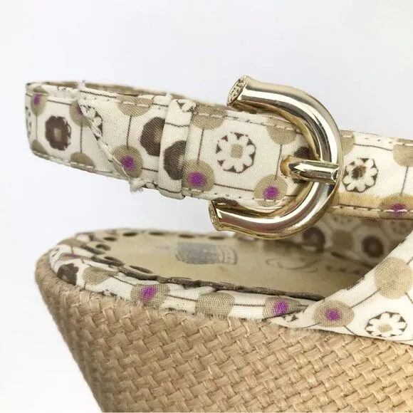 Juicy Couture Tan Medallion Pattern Twist Woven Wedge Chunky Platform Sandals