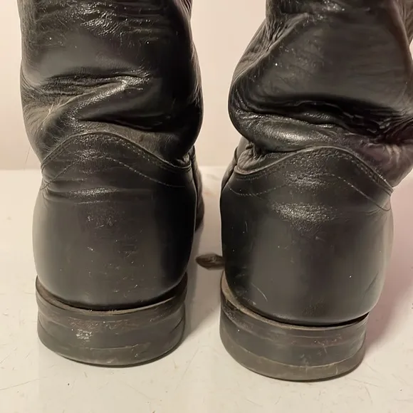 Justin Black Leather Cowboy Boots Mens Size 10 D Style 3133 USA