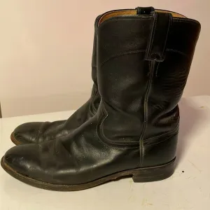 Justin Black Leather Cowboy Boots Mens Size 10 D Style 3133 USA