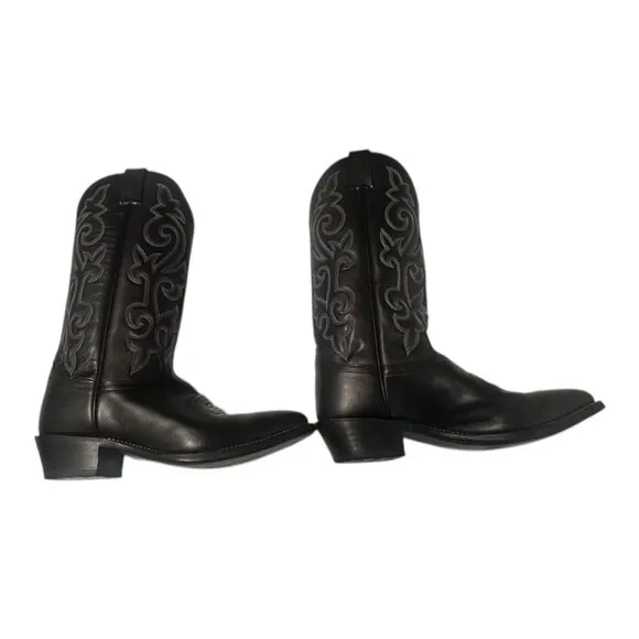 Justin Black London Calf Western Cowboy Boots Men's Size 9 D Model 1409