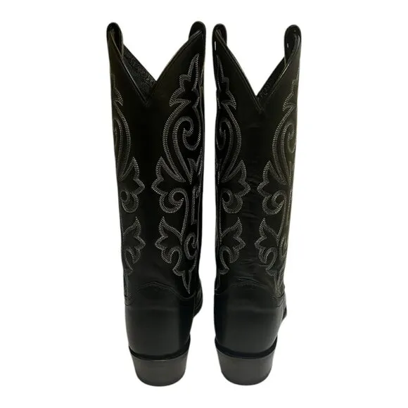 Justin Black London Calf Western Cowboy Boots Men's Size 9 D Model 1409
