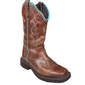 Justin Gypsy Women's Brown Teal Leather Raya Western Cowgirl Boots Size 6.5