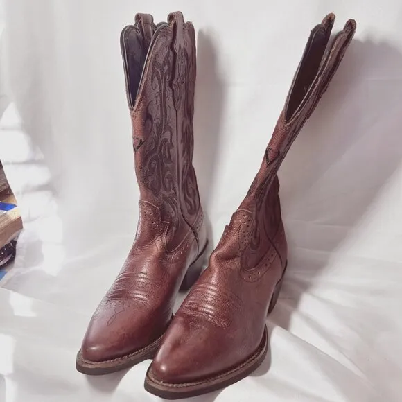 Justin L2559 Western Stampede/Women's Cowgirl Boots-Brown-5 1/2-Mustang Cowhide