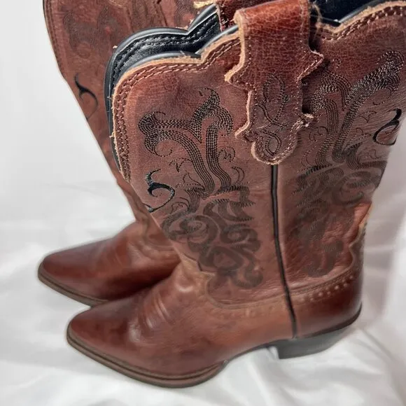 Justin L2559 Western Stampede/Women's Cowgirl Boots-Brown-5 1/2-Mustang Cowhide