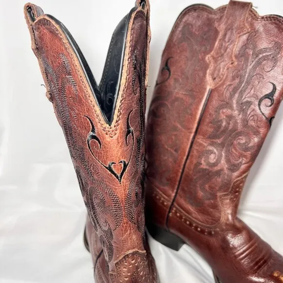 Justin L2559 Western Stampede/Women's Cowgirl Boots-Brown-5 1/2-Mustang Cowhide