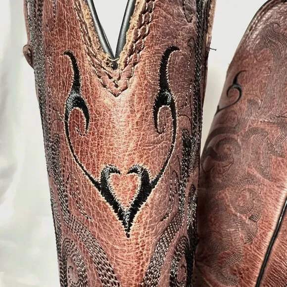 Justin L2559 Western Stampede/Women's Cowgirl Boots-Brown-5 1/2-Mustang Cowhide