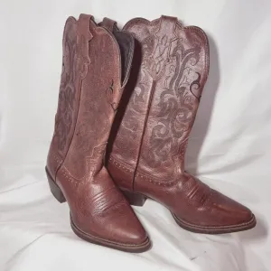 Justin L2559 Western Stampede/Women's Cowgirl Boots-Brown-5 1/2-Mustang Cowhide