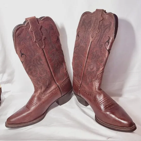 Justin L2559 Western Stampede/Women's Cowgirl Boots-Brown-5 1/2-Mustang Cowhide