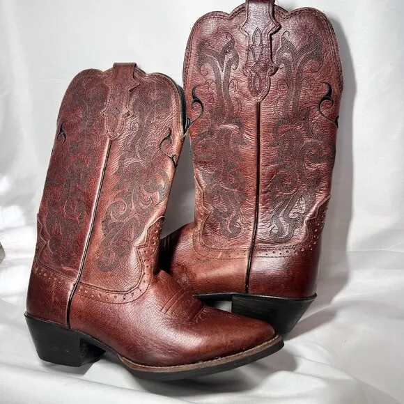 Justin L2559 Western Stampede/Women's Cowgirl Boots-Brown-5 1/2-Mustang Cowhide