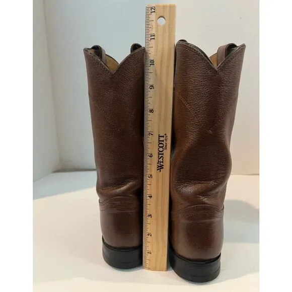 Justin Mens Brown Mid Calf Leather Cowboy Western Roper Style 3714 Boots 7.5C