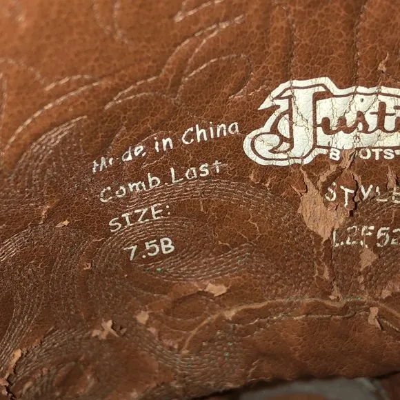 Justin Womens Stampede Brown Leather Square Toe Mid Calf Western Boots 7 1/2