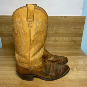 Justin Womens Mid Calf Almond Toe Cowgirl Western Boots Brown Size US 9 D 2403