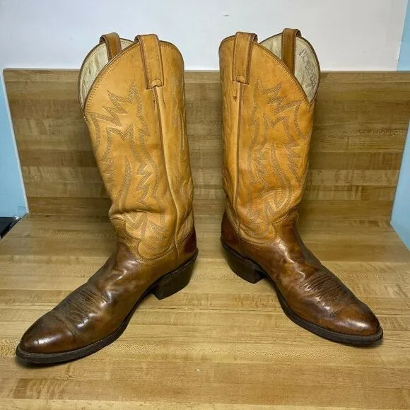 Justin Womens Mid Calf Almond Toe Cowgirl Western Boots Brown Size US 9 D 2403