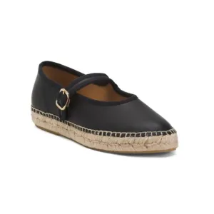 JUTELIA Black Made In Spain Leather Maryjane Espadrilles