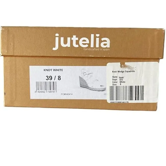Jutelia Made In Spain Leather Twist Wedge Espadrilles NIB 8/39