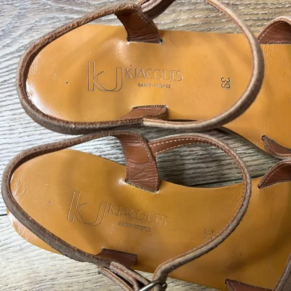 K Jacques Josy Brown Suede Cork Heel Wedge Sandals Size 39/7.5-8US