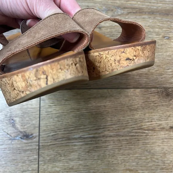 K Jacques Josy Brown Suede Cork Heel Wedge Sandals Size 39/7.5-8US