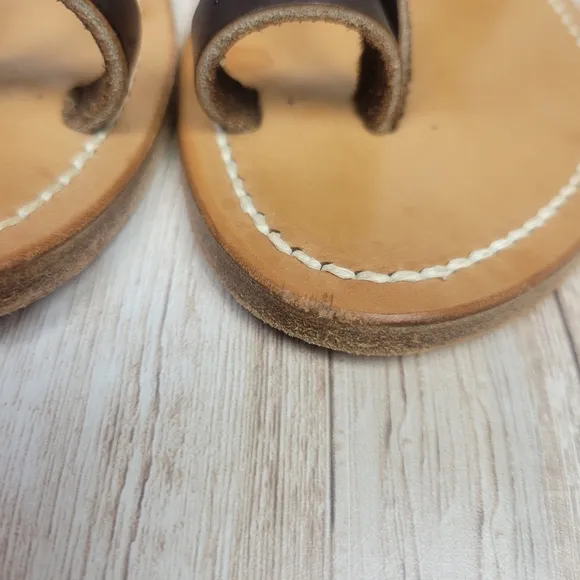 K. Jacques St. Tropez Brown Leather One Toe Open Back Sandals Size 35