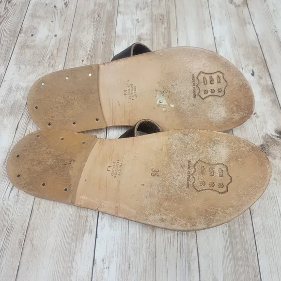 K. Jacques St. Tropez Brown Leather One Toe Open Back Sandals Size 35
