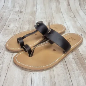 K. Jacques St. Tropez Brown Leather One Toe Open Back Sandals Size 35