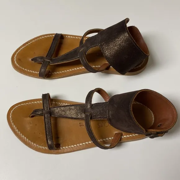 K. Jacques St. Tropez Caravelle Sparkly Leather Gladiator Sandals