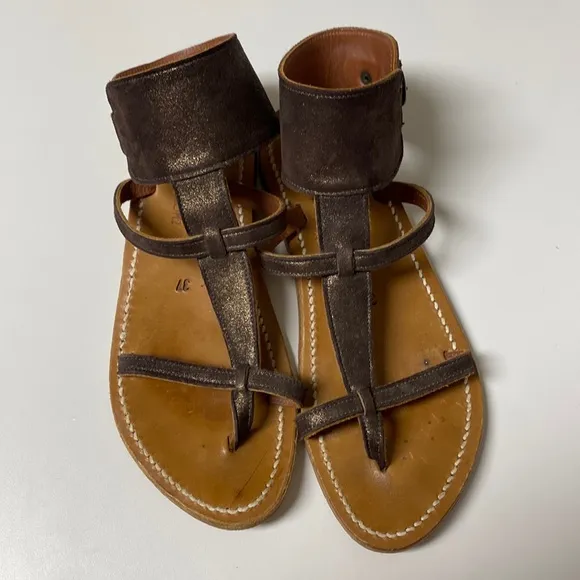 K. Jacques St. Tropez Caravelle Sparkly Leather Gladiator Sandals