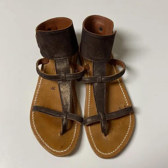 K. Jacques St. Tropez Caravelle Sparkly Leather Gladiator Sandals