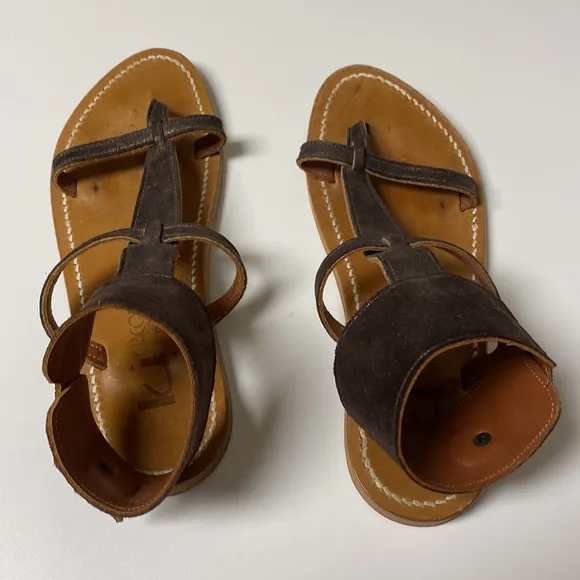K. Jacques St. Tropez Caravelle Sparkly Leather Gladiator Sandals
