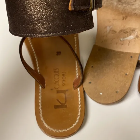 K. Jacques St. Tropez Caravelle Sparkly Leather Gladiator Sandals
