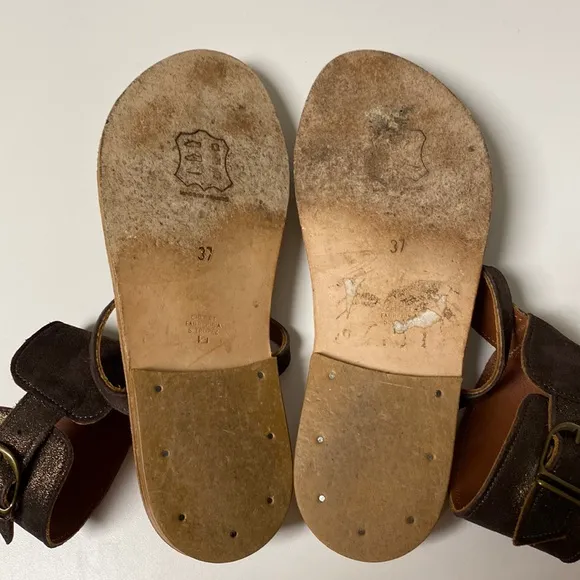 K. Jacques St. Tropez Caravelle Sparkly Leather Gladiator Sandals