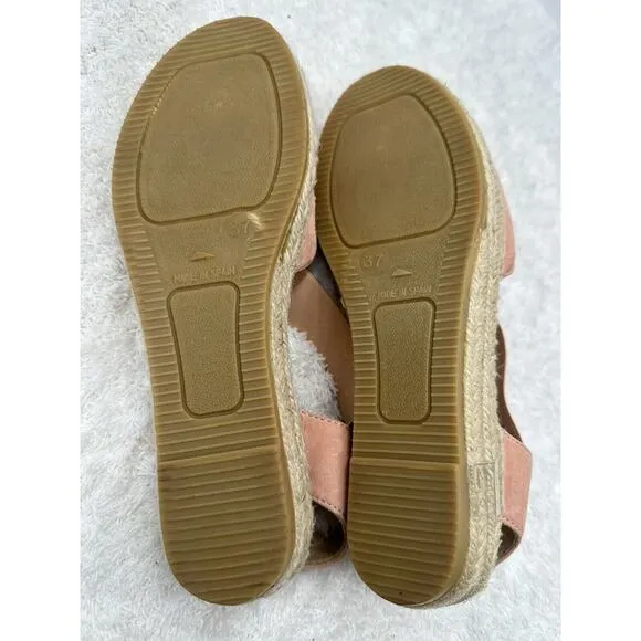 Kanna Pink Floral Embroidered Strappy Espadrilles Flats Made in Spain Size 37 /7