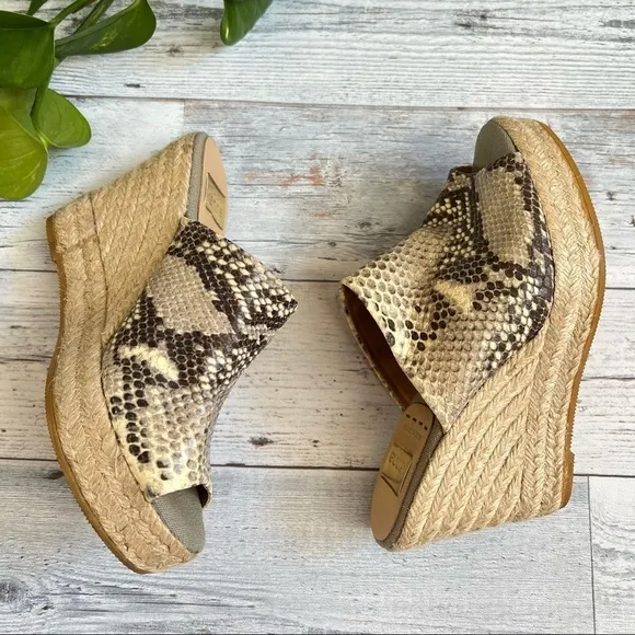 Kanna Women’s Snake Skin Wedge Espadrilles Open Toe Shoes Size 36
