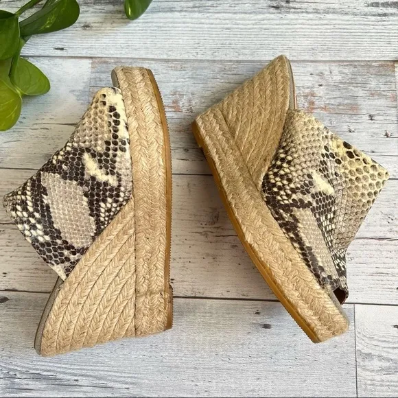 Kanna Women’s Snake Skin Wedge Espadrilles Open Toe Shoes Size 36