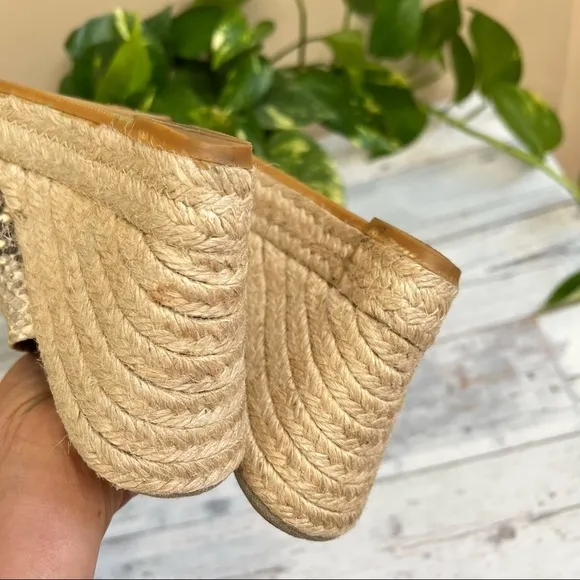 Kanna Women’s Snake Skin Wedge Espadrilles Open Toe Shoes Size 36